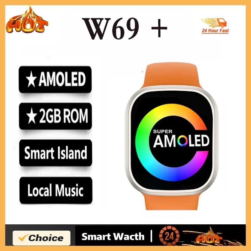 2024 W69 + AMOLED Ʈ    Ʈ ġ, 49mm ECG NFC , 2GB ROM, ȵ̵ IOS PK Hello w69 hk9 uktra2